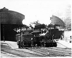 locos SAR M class + F class in platforms - station platform canopy - Adelaide Station